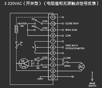 220VAC開關型<a href='http://www.nbconrin.cn/Product/diefa/diandongdiefa/' target='_blank'>電動<a href='http://www.nbconrin.cn/Product/diefa/' target='_blank'>蝶閥</a></a>接線圖