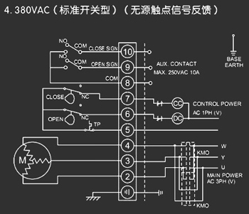 380VAC標準開關型<a href='http://www.nbconrin.cn/Product/diefa/diandongdiefa/' target='_blank'>電動<a href='http://www.nbconrin.cn/Product/diefa/' target='_blank'>蝶閥</a></a>接線圖